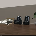 Bedroom Interior With Wooden Floor Black Chairs Green Plant And Sunlight