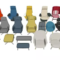 Modern Leisure Chairs In Various Colors And Different Styles With Ottomans