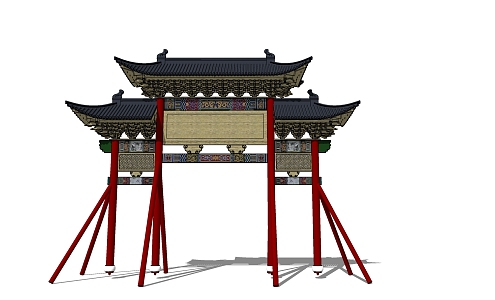 Chinese-style archway 3d model