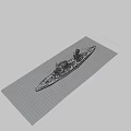 Vintage Battleship Sailing On Blue Sea With Multiple Towers Cannons And Smoke