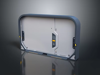 Blue Framed Rectangular Panel With Yellow Accents For Electronic Device Component 3d model