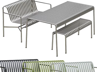 Modern Grid Design Metal Table And Chair Set With Various Colors For Outdoor Indoor 3d model