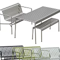 Modern Grid Design Metal Table And Chair Set With Various Colors For Outdoor Indoor