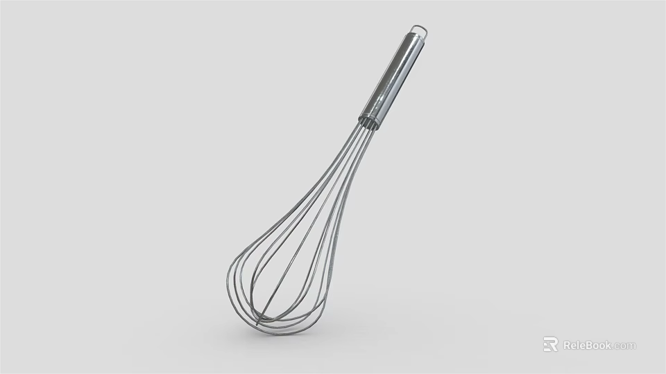 Stainless Steel Whisk Kitchen Tool With Ergonomic Metal Handle For Baking 3d model 
