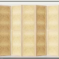 Wooden Folding Room Divider With Multi Panel Design And Light Wood Textured Surface 3d model
