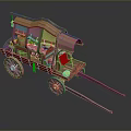 Vintage Wooden Carriage With Canvas Canopy Wooden Wheels And Loaded Supplies
