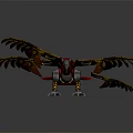 Red And Yellow Mechanical Eagle Model With Detailed Wings And Claws 3d model