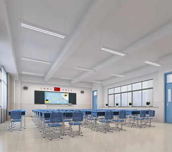 modern classroom 3d model