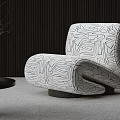 Modern Single Sofa With Abstract Line Pattern And Curved Contemporary Unique Design 3d model