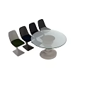 Modern Glass Top Dining Table With White Decorative Pedestal Base 3d model