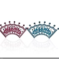 Red And Blue Corner Crowns With Red Corner And Blue Corner Inscriptions