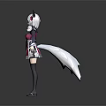 Game Anime Character With White Hair Cat Ears Red Eyes And Floral Kimono Dress
