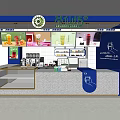 Bright Blue White Bubble Tea Shop Interior With Menu Display Counter And Drink 3d model