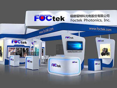 FOCtek Photonics Inc Exhibition Booth With Modern Design LED Screen And Product 3d model