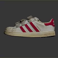 Comfortable White Sneakers With Red Stripes And Velcro Straps For Daily Use