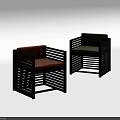 Sleek Modern Armchairs With Wooden Frame Orange Green Upholstery And Vertical Slat Design