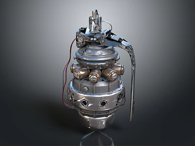 Mechanical Weapon With Metal Construction And Multiple Barrels In Sci Fi Design 3d model