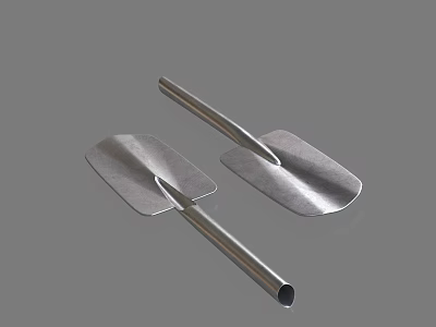 Sturdy Metal Shovels with Long Handles for Hardware Tools Set of Two 3d model