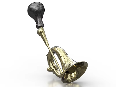 Vintage Golden Horn Instrument Featuring Black Mouthpiece And Shiny Brass Surface 3d model