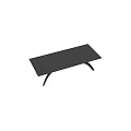 Modern Black Rectangular Dining Table With Curved Legs And Gold Foot Accents 3d model
