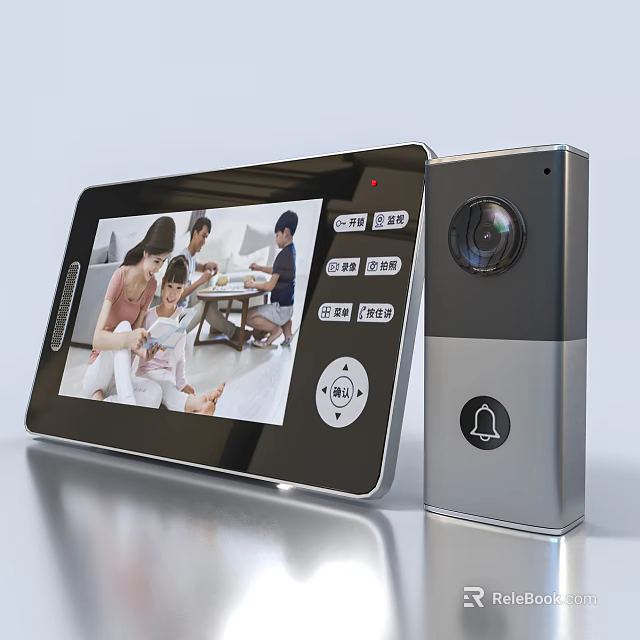 Modern Public Facility Video Intercom System With Indoor Screen And Outdoor Camera 3d model 