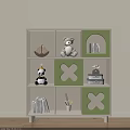 Kids Room Storage Shelf With Green Compartments Teddy Bear Panda Plush And Books