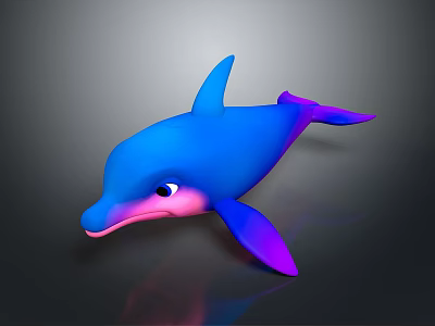 3D Dolphin Character With Vibrant Blue Purple And Pink Playful Animated Design 3d model