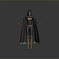 Female Batman Game Movie Character In Black Bodysuit With Green Accents Yellow Boots And Cape