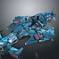 Futuristic Sci Fi Spaceship With Metallic Blue Gray Structure And Advanced Details 3d model