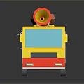 Vibrant Yellow Red Food Truck Featuring Top Hot Dog Megaphone And Striped Awning