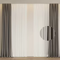 Dark Curtains With White Sheer Layers In Double Layer Minimalist Interior Design 3d model