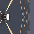 Decorative Lights with Golden Lines Intersecting Diamond Grid on Dark Background and White Dots