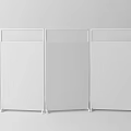 White Folding Room Divider with Multiple Panels and Wheels in Modern Interior Space 3d model