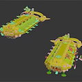 Blue Futuristic Spacecraft Models With Detailed Cosmic Exploration Structure