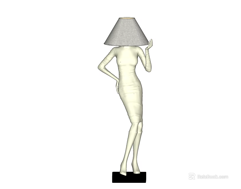 Abstract Human-like Floor Lamp With Gray Lampshade And Modern Decorative Design 3d model 