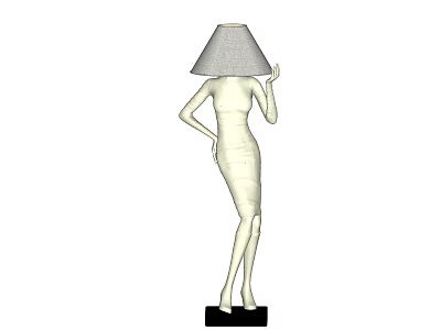 Abstract Human-like Floor Lamp With Gray Lampshade And Modern Decorative Design 3d model
