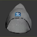 Gray Stylish Beanie Hat With Blue Logo Design On Dark Background 3d model
