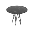 Round Marble Top Coffee Table With Black Metal Spider Legs Modern Design