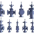 Various Blue Industrial Pipe Valves With Different Designs And Sizes 3d model
