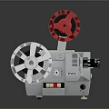 Vintage Classic PRIMA Film Projector With Red White Reels Gray Body