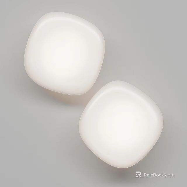 Two Modern White Square Ceiling Lights Featuring Smooth Surface And Simple Design 3d model 