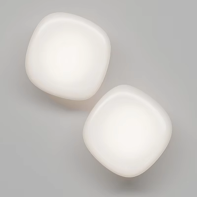 Two Modern White Square Ceiling Lights Featuring Smooth Surface And Simple Design 3d model