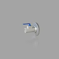Stainless Steel Pipe Valve With Blue Handle And Wall Mounted Base