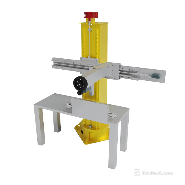 Industrial Equipment With Yellow Structure And White Table 3d model 