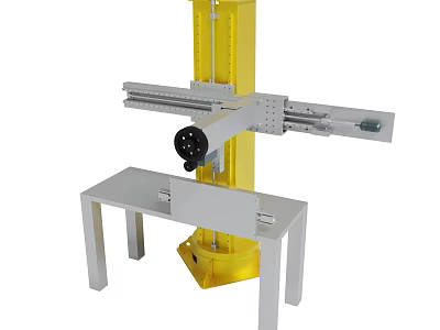 Industrial Equipment With Yellow Structure And White Table 3d model