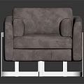Modern Light Purple Upholstered Armchair With Padded Armrests And Metal Frame Legs