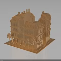 Detailed European Style Multi Story Architectural Model With Decorative Facade And Tower Structure