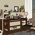 Retro medieval desk and chair 3d model