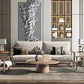 New Chinese Sofa Coffee Table Combination 3d model