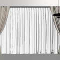 Beige And White Window Curtains With Tieback Design And Sheer Fabric